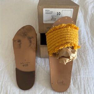Beek handmade Sunflower Yellow Woven Slide Sandals